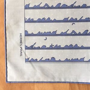 Authentic Blue Hermès Paris Cotton Scarf